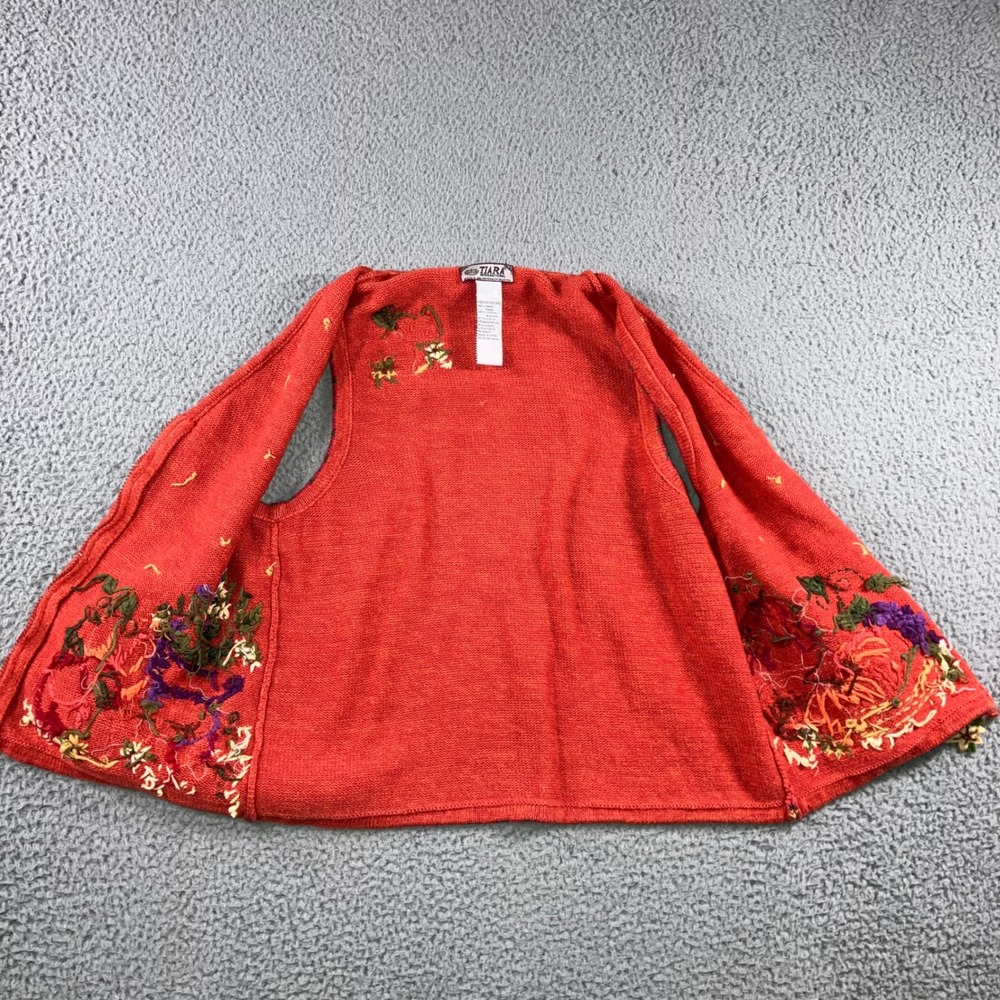 Vintage Tiara Int Vest Women Medium Fall Harvest Pumpkin Grandma Peasant Retro - Picture 3 of 8
